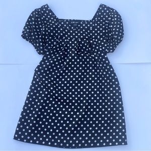 Black & Polka Dots Womens Blouse with tie in back Size L